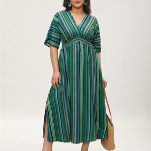 BloomChic Multicolor Striped Midi Dress with Pockets
